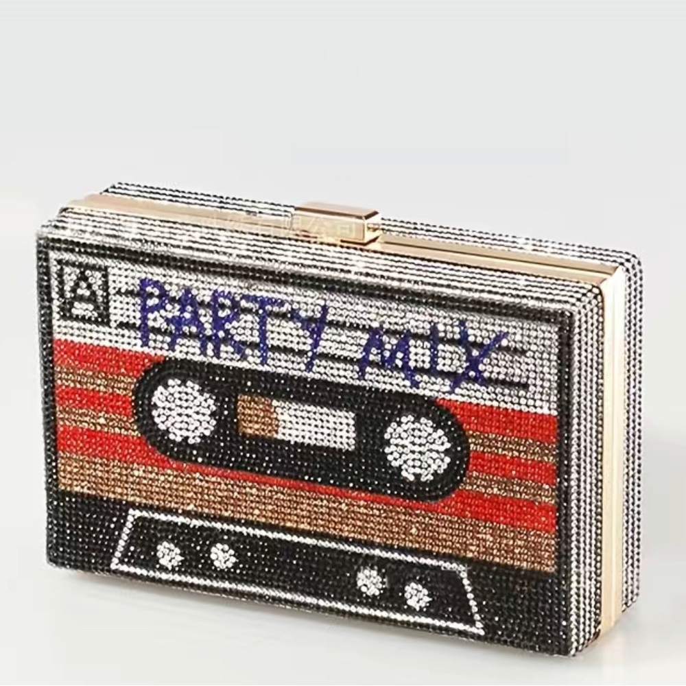 Rhinestone cassette tape clutch! Sparkliest clutch/purse ever!statement piece!